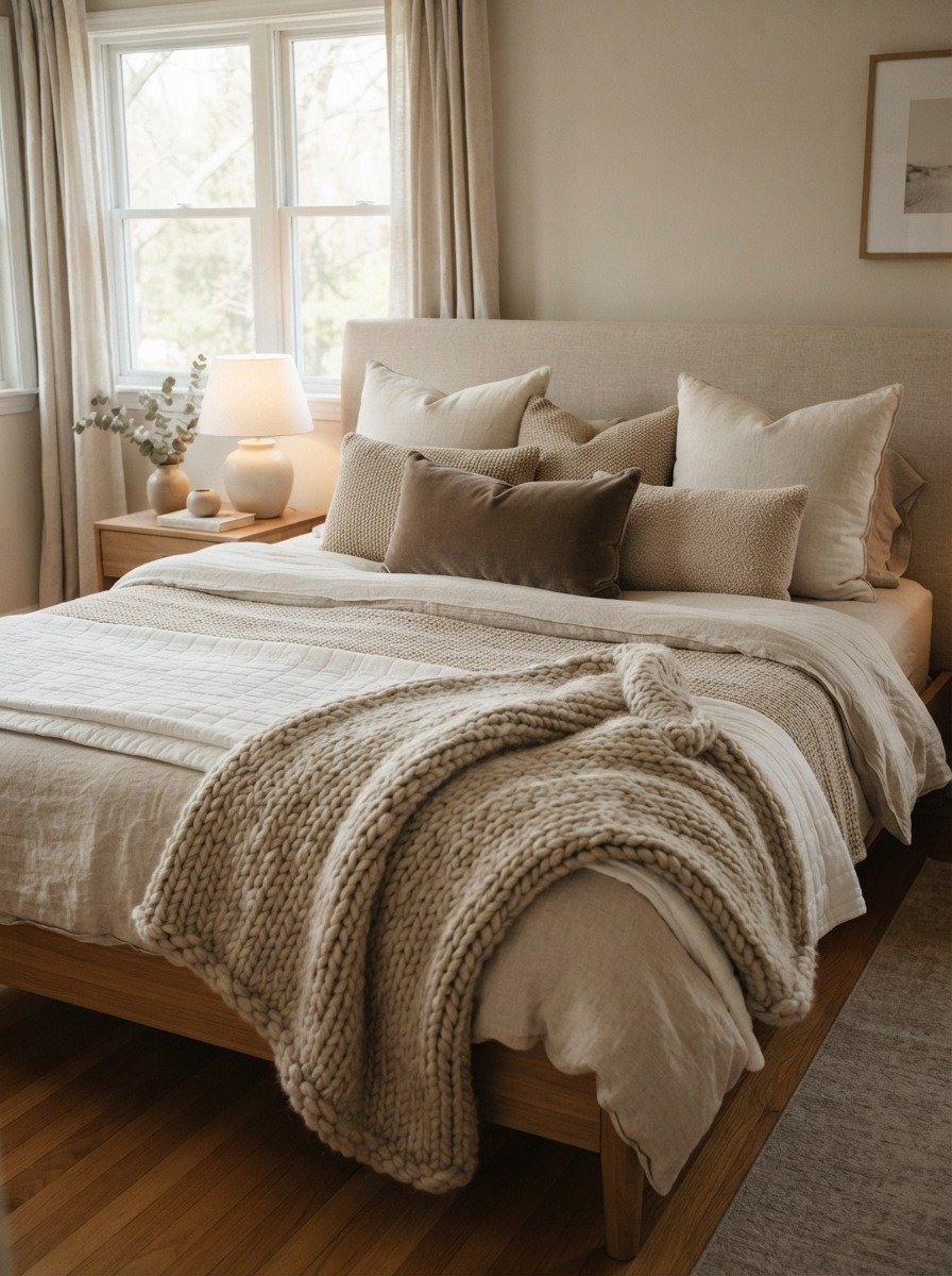 Layer Textures With Throw Pillows and Blankets