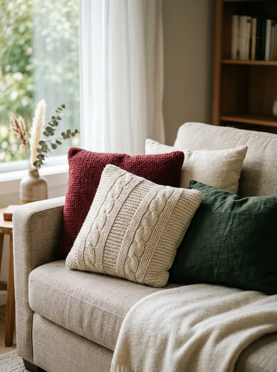 Add Textured Throw Pillows