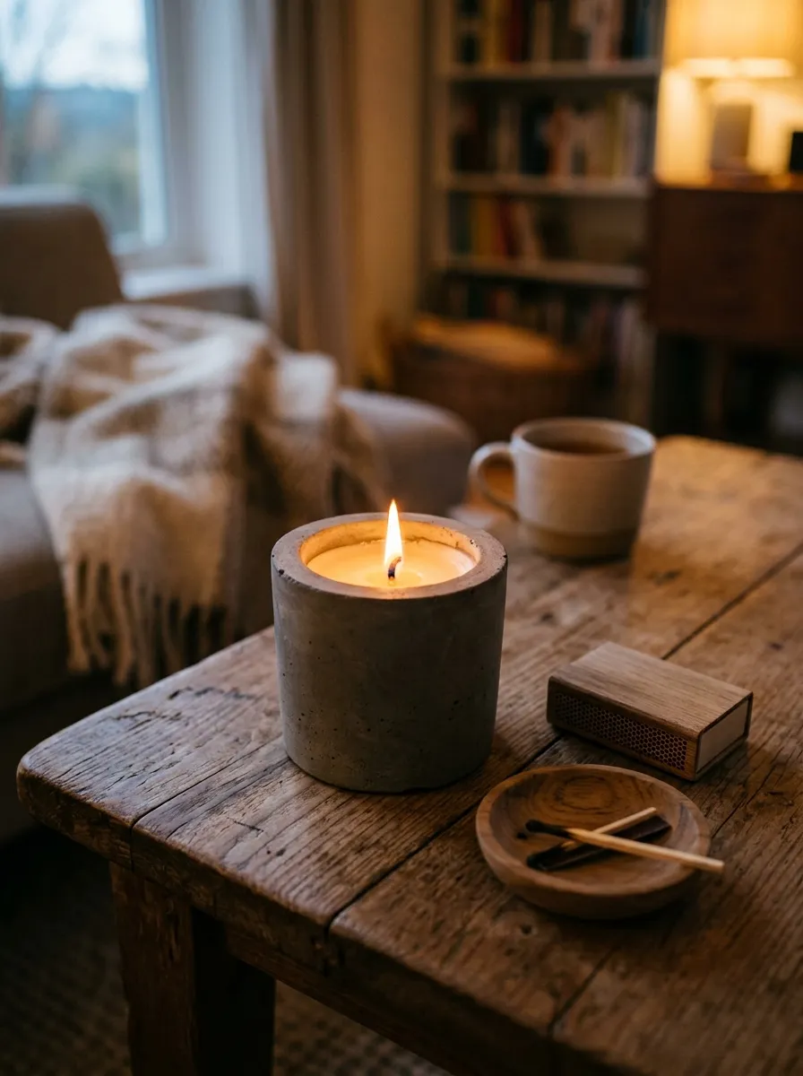 Add A Scented Candle In A Ceramic Vessel