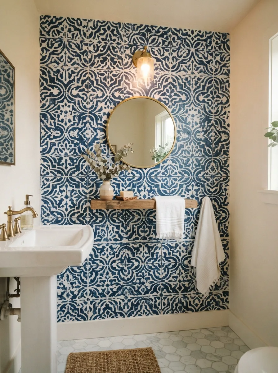 Moroccan Tile Stencil Wall