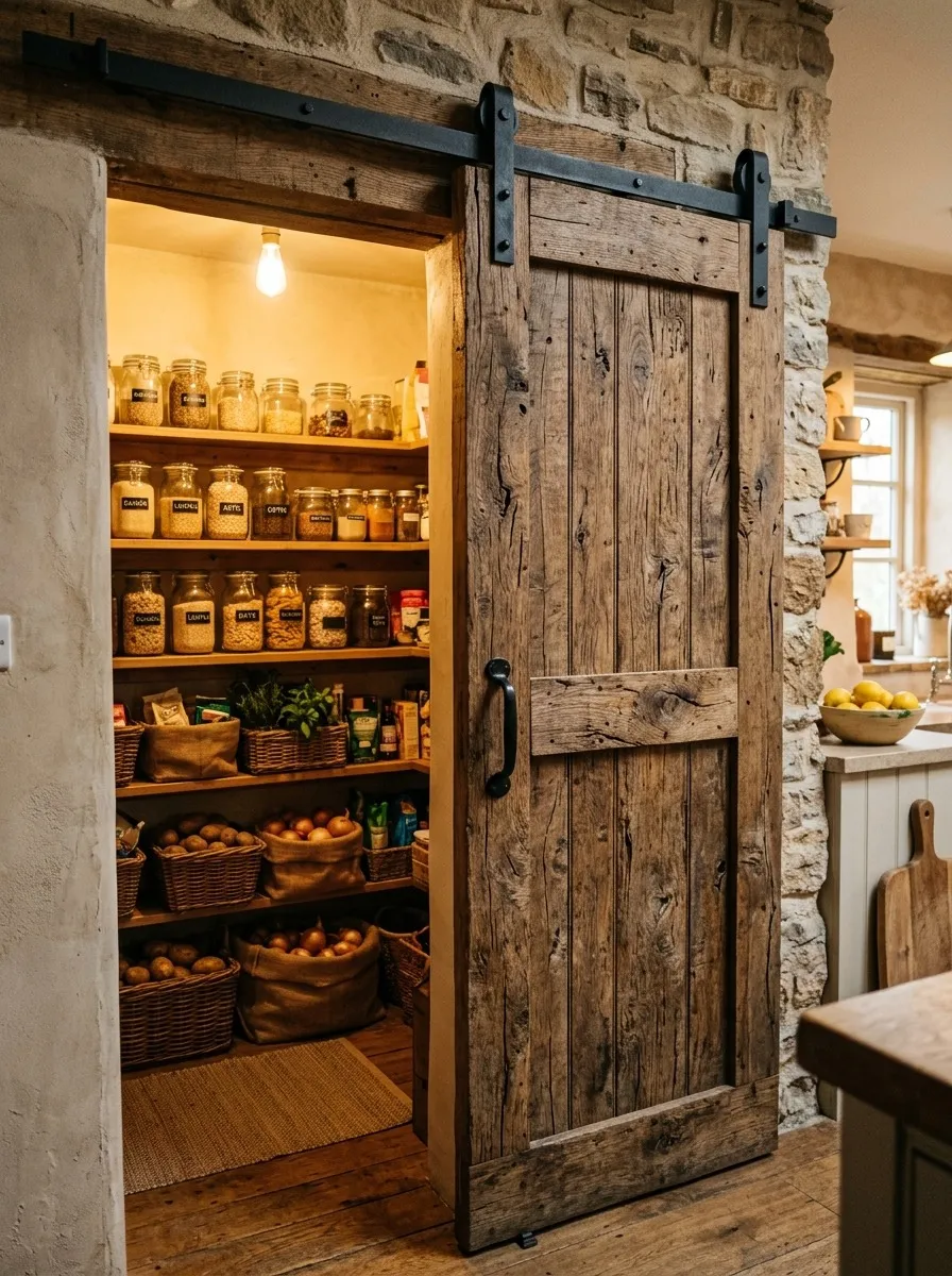 Barn Door Style Hidden Pantry Entrance