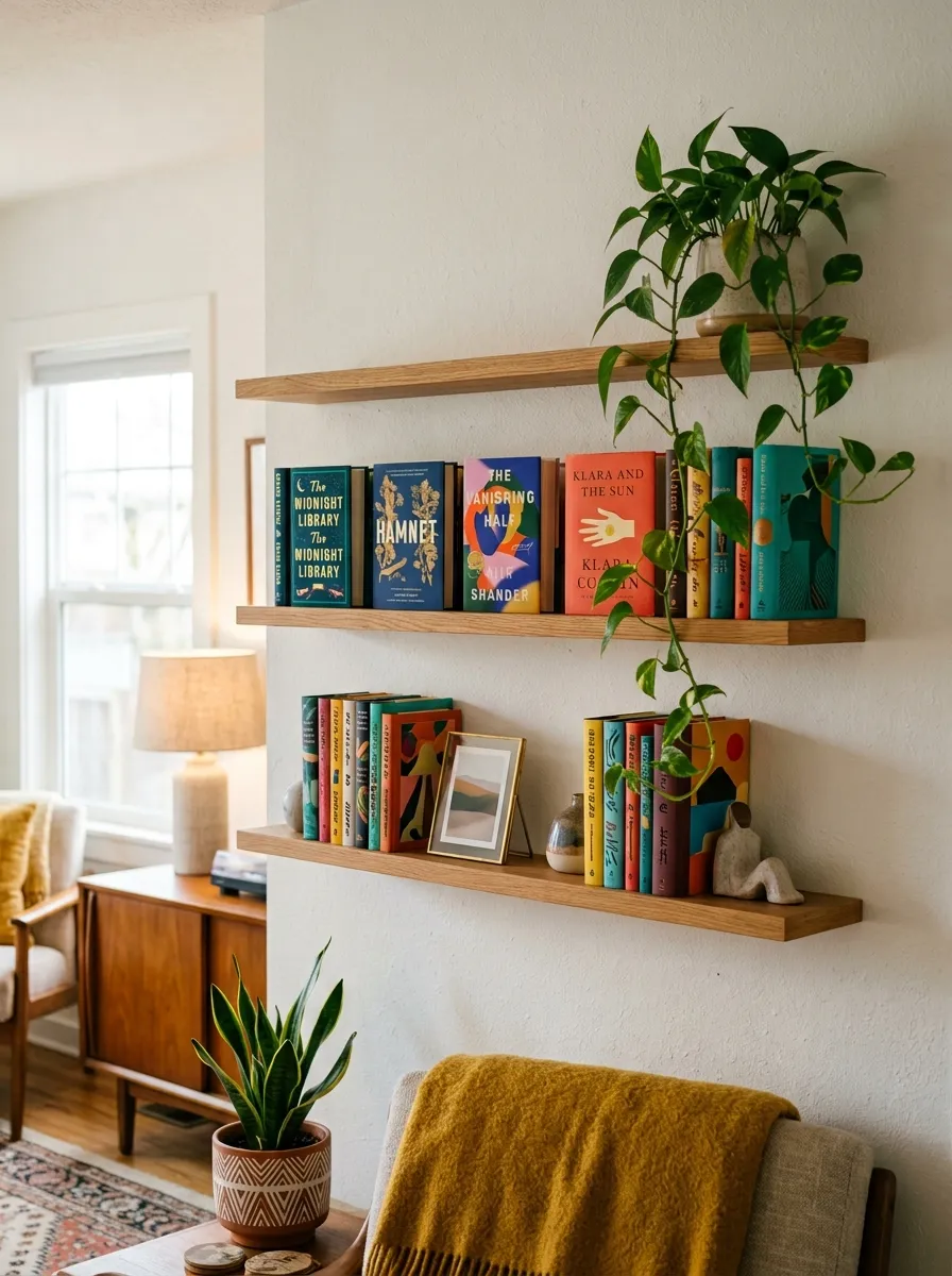 Layered Book Ledge for the Living Room