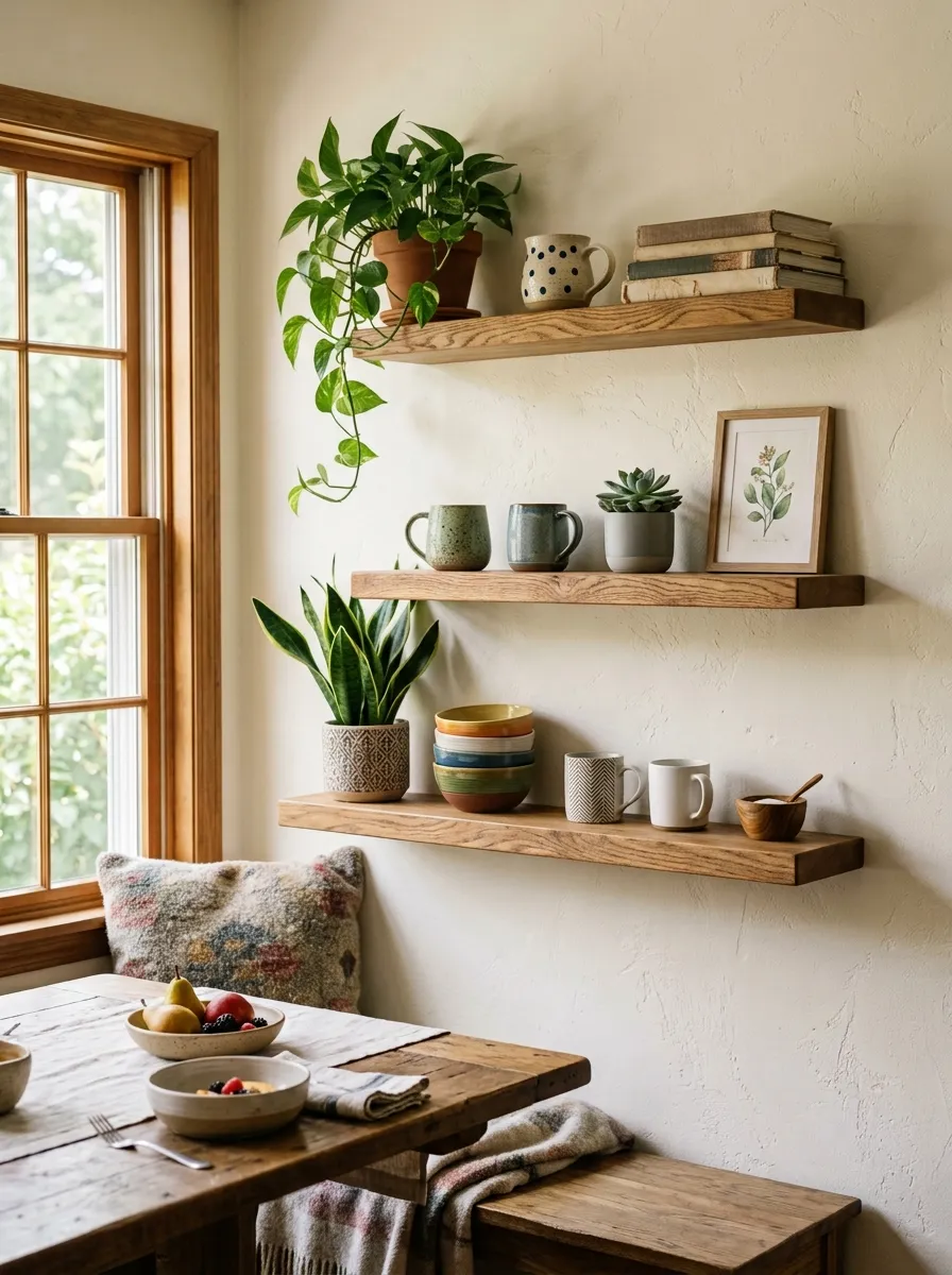 Add A Wall Of Floating Shelves