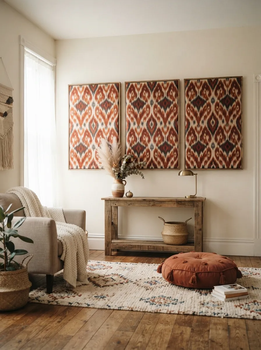 Ikat Print Fabric Panels