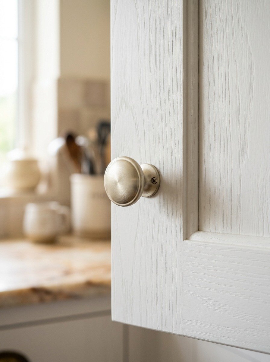 Swap Hardware for Brushed White or Cream Finishes