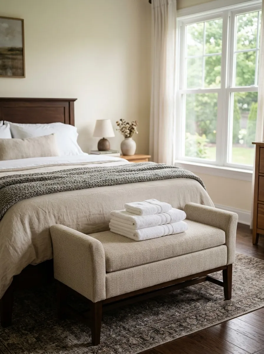 Add a Small Bench at the Foot of the Bed