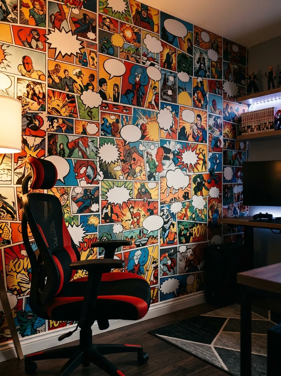 Comic Book Themed Accent Wall