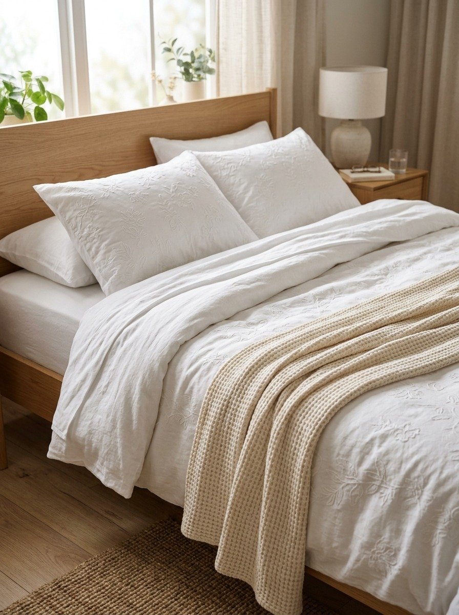 Use White Bedding with Textured Details