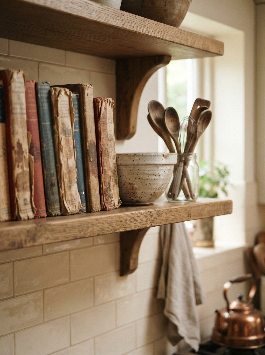 Style Open Shelves with Vintage Cookbooks