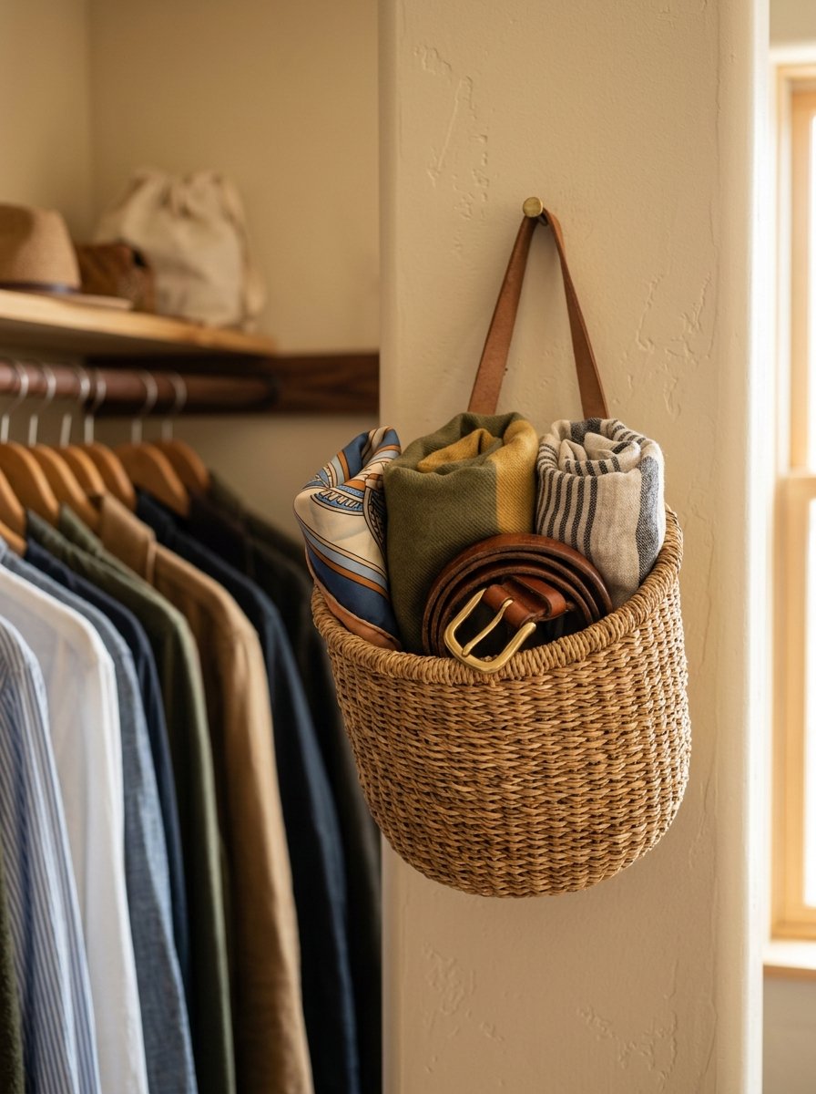 Hang a Woven Basket for Accessories